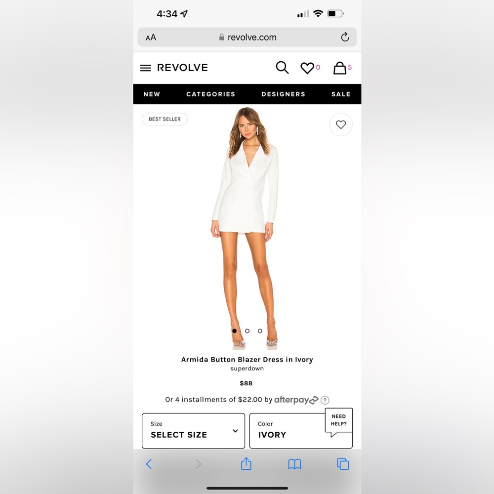 Revolve Superdown Armida Button Blazer Dress in Ivory